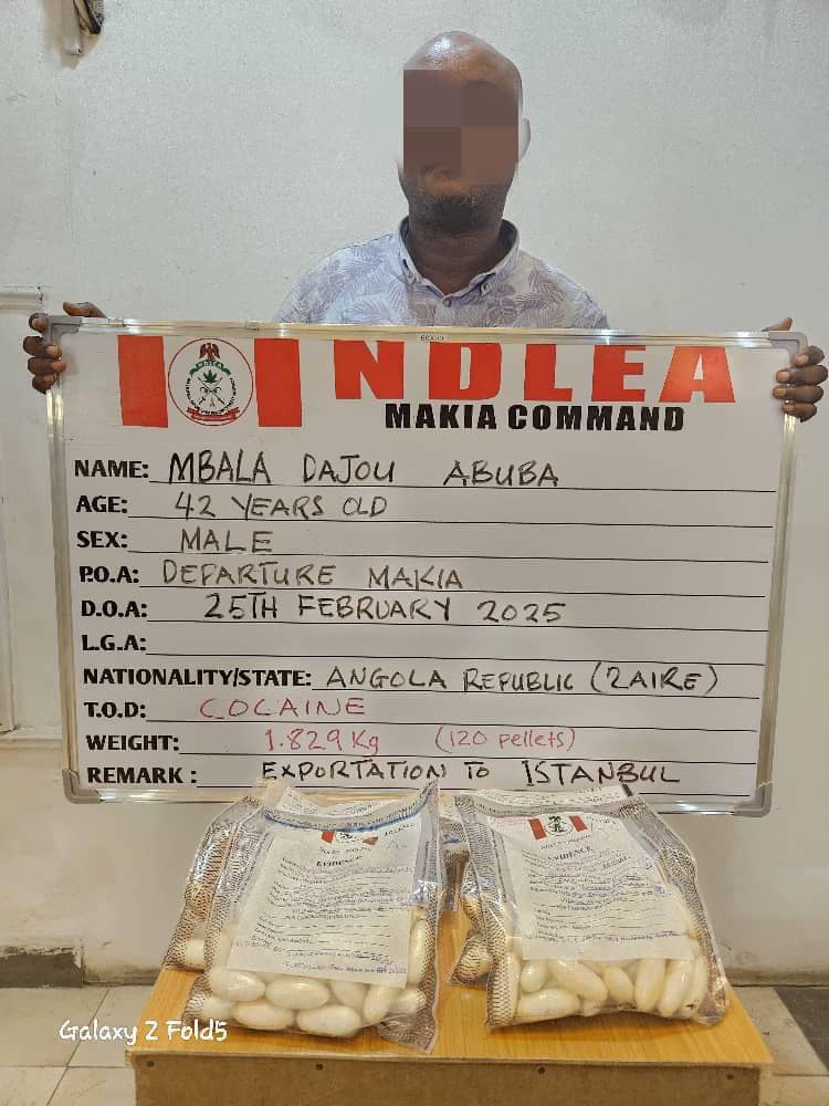 NDLEA Intercepts 5.4kg of Cocaine Heading to Owerri, as Turkey-Bound Bizman Excretes 120 Wraps of Cocaine