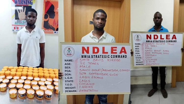 NDLEA intercepts 174 parcels of cocaine concealed in body cream containers at Lagos airport