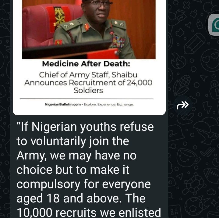 FACT-CHECK: Viral claim that Nigerian army chief plans to force adult citizens into army, false