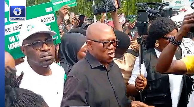 Obi leads protesters to n’assembly over senate’s rejection of real-time transmission of election results