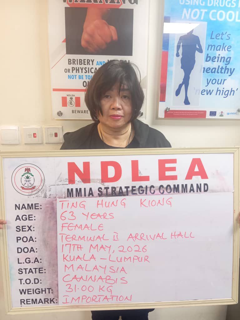 lNDLEA intercepts Chinese grandma with large illicit drug consignment at Lagos airport
