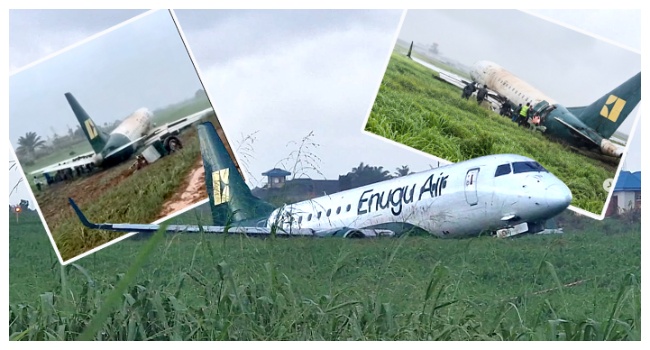 Enugu Air plane with 68 passengers skids off runway at Benin airport